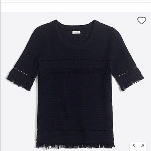 J Crew short sleeve fringe sweater